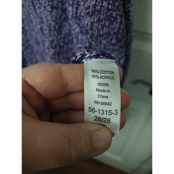 Woman Within26/28 Sweater Purple White Marbled Full Zip LS Casual Comfort Pocket - Picture 9 of 11